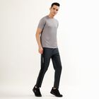 Men's Charcoal Black Slim Fit Side-Panel Track Pants, Dark Grey, small